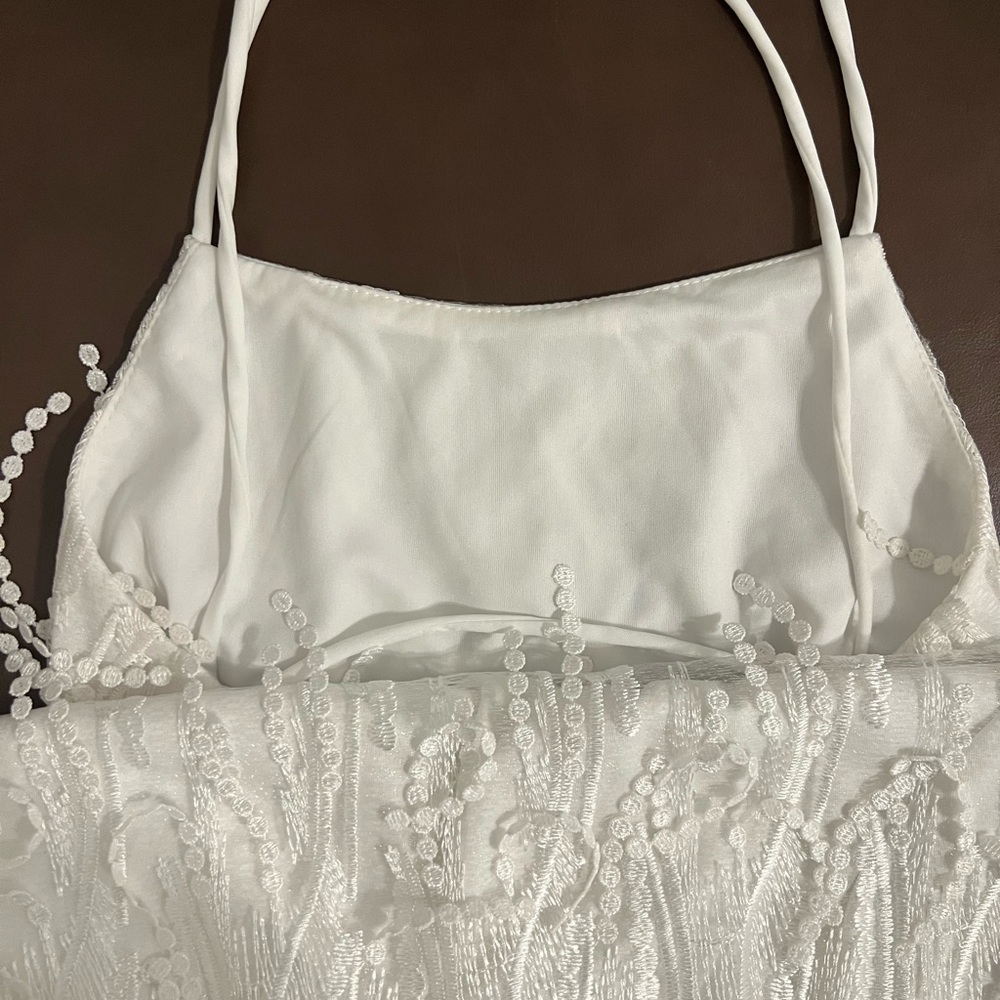 Making Magic White Fringe Lace-Up Mini Dress - Picture 8 of 9